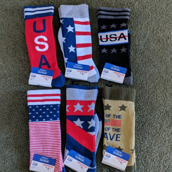 6 PATRIOTIC crew socks - Picture 2 of 4